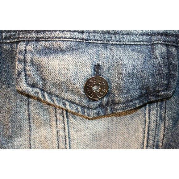 Guess Los Angeles Trucker Jean Jacket Denim Side Zip Sleeve Zip Womens Size XXL - Picture 3 of 8